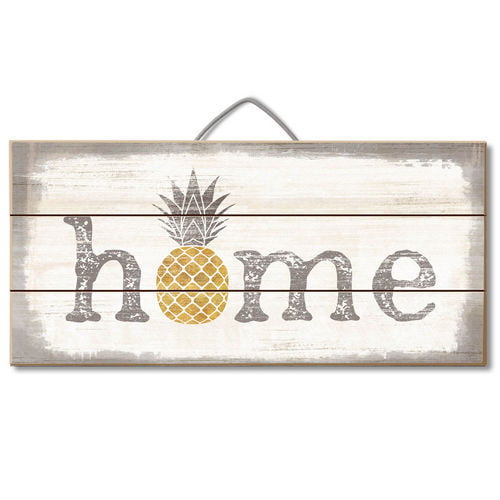 HOME Pineapple Rustic Wood Hanging Sign 12" x 6" by Highland Graphics